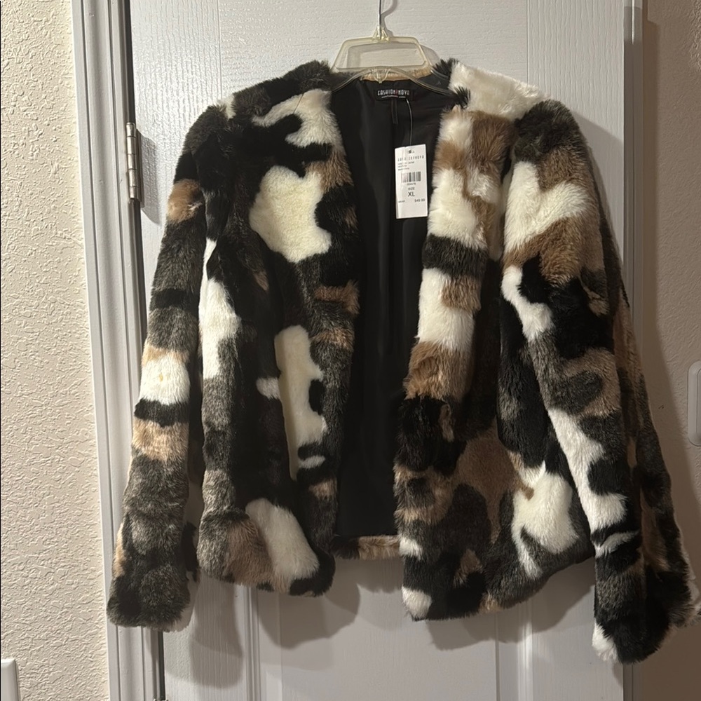 Fashion Nova Multi-Colored Teddy Jacket